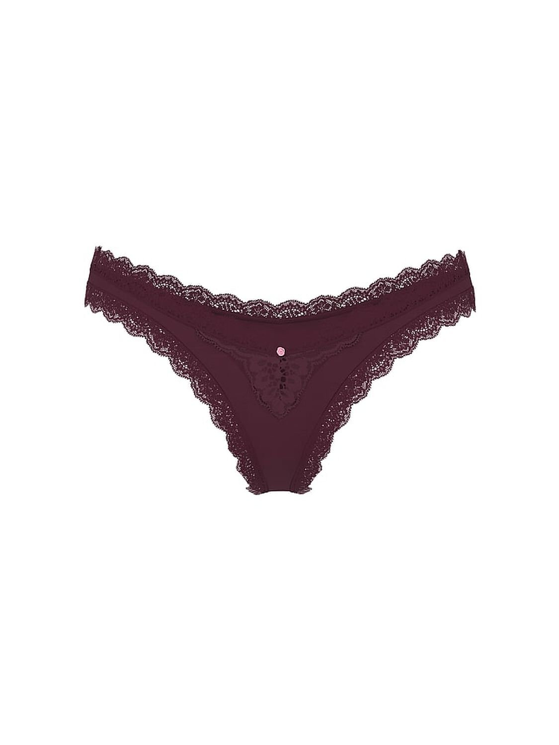 vs Dream Angels Lace-Trim Brazilian Panty Winter Wine 3 of 3 