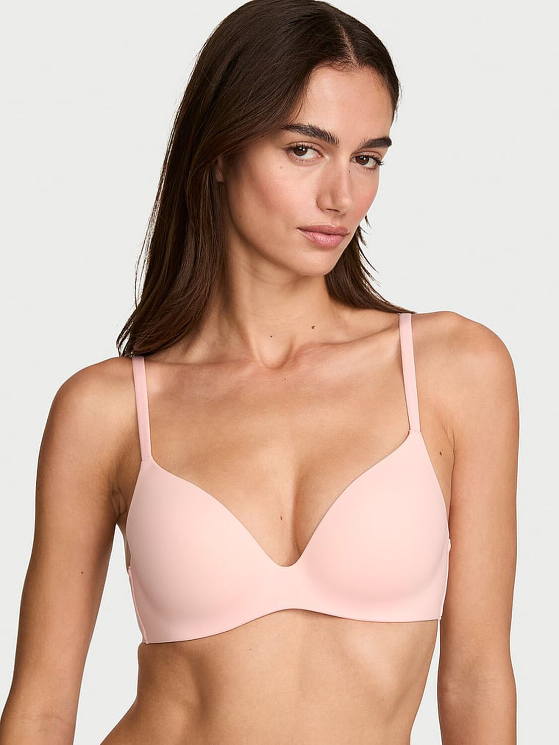 vs Body By Victoria FlexFactor Lightly Lined Plunge Demi Bra Purest Pink 1 of 4 