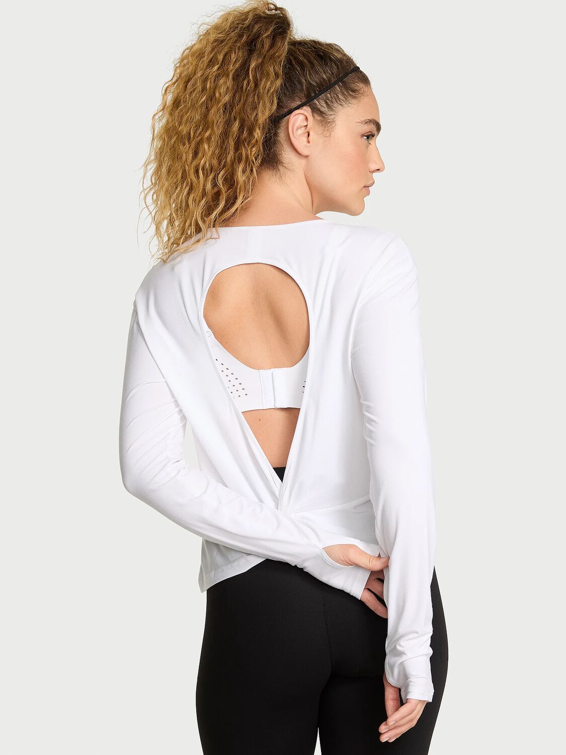 vs Vsx VSX Drapey Knit Long-Sleeve Open-Back Tee Vs White 2 of 3 