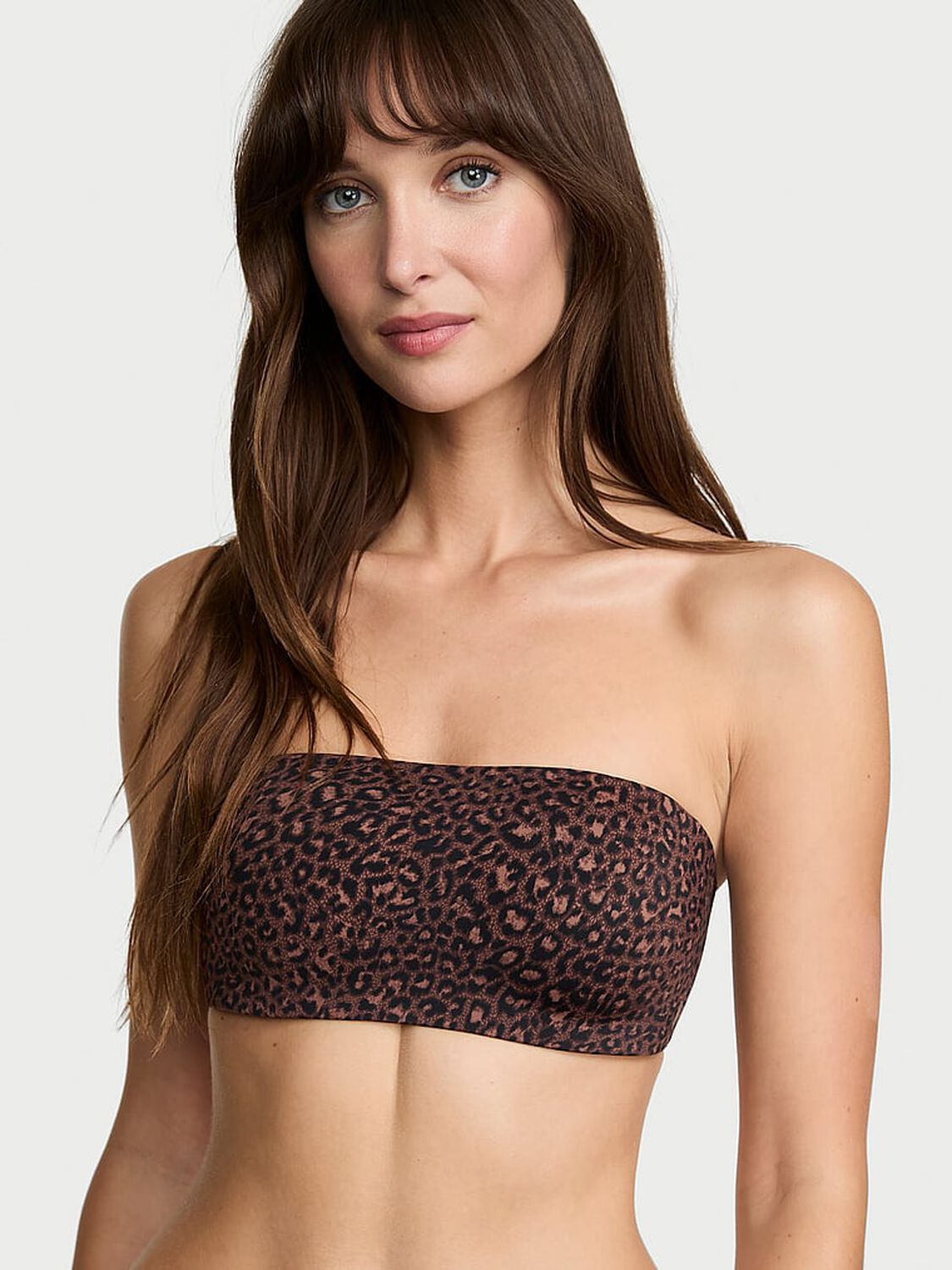 vs Victoria's Secret Bare Push-Up Wireless Bandeau Strapless Bra Ganache Leopard 1 of 4 