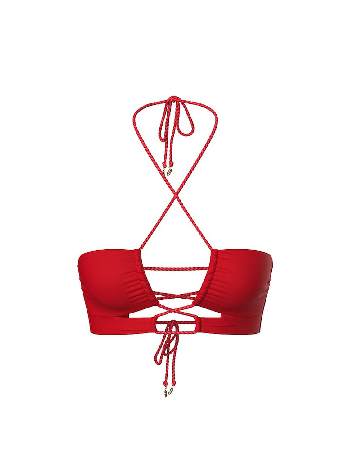 vs Victoria's Secret Swim Twist Rope Convertible Bandeau Bikini Top Lipstick 3 of 4 