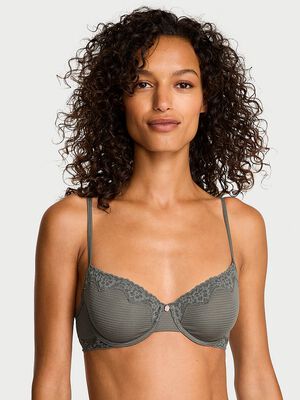 Cotton Shadow Stripe Unlined Demi Bra
