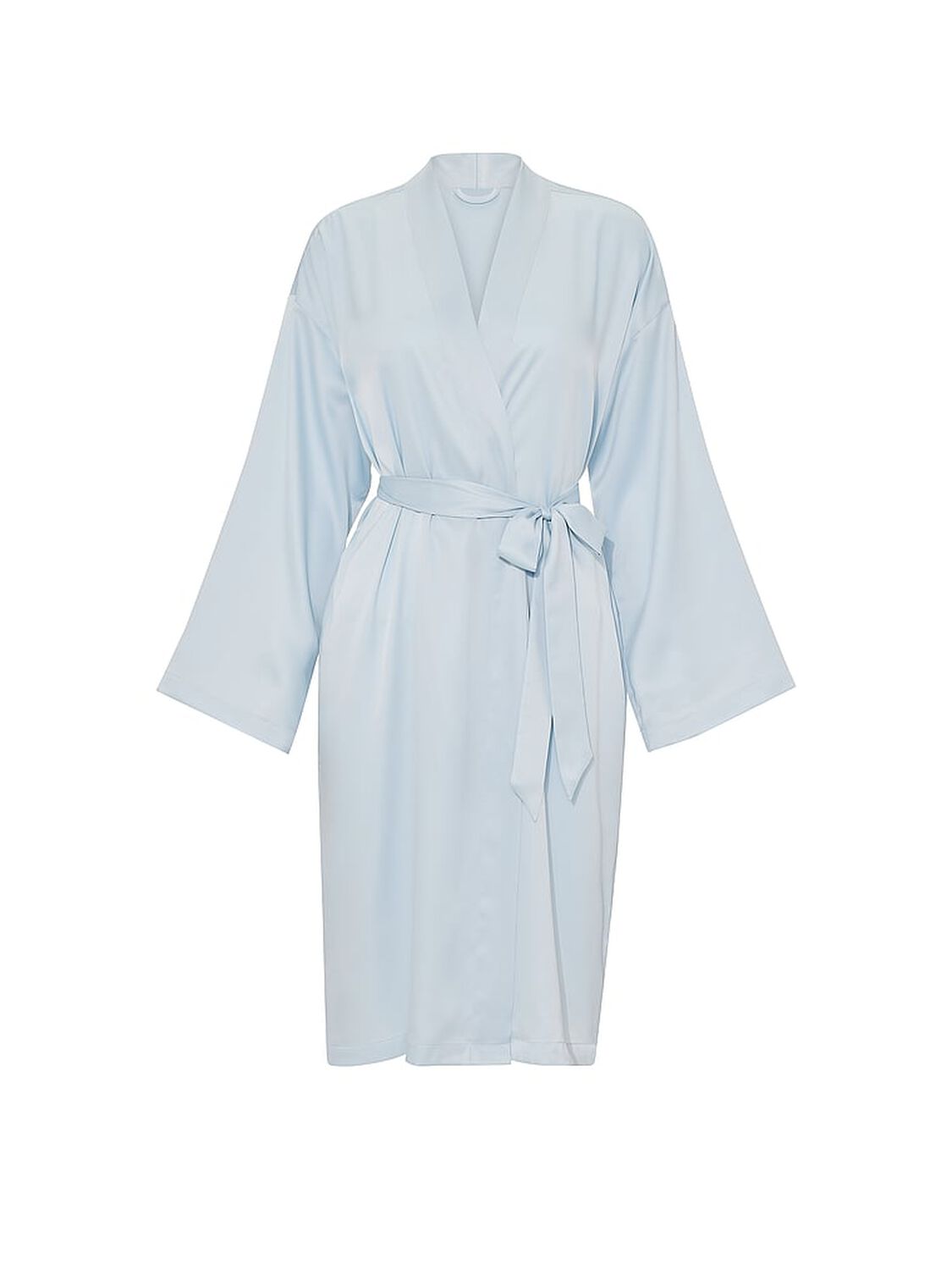 vs Victoria's Secret Signature Satin Midi Robe Linen Blue 3 of 4 