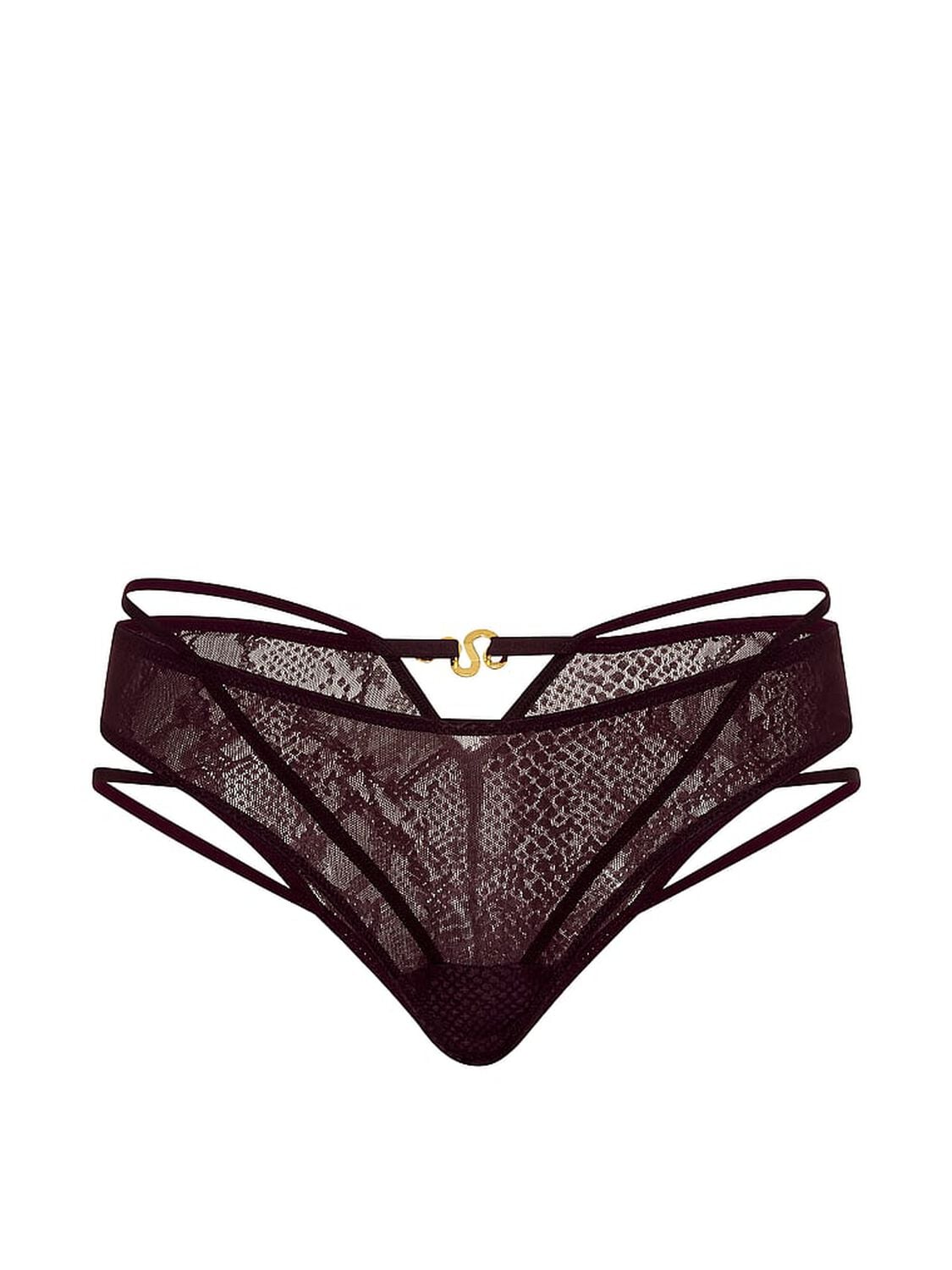vs Very Sexy Viper Lace Hardware Cheeky Panty Winter Wine 3 of 3 