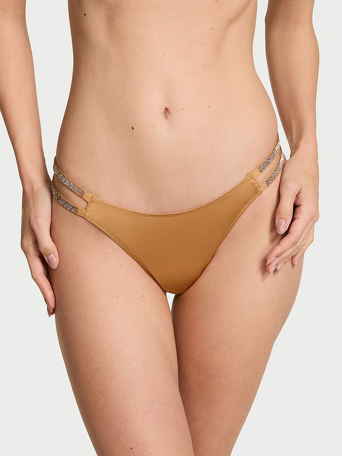 vs Very Sexy Double Shine Strap Smooth Thong Panty Palomino 1 of 2 