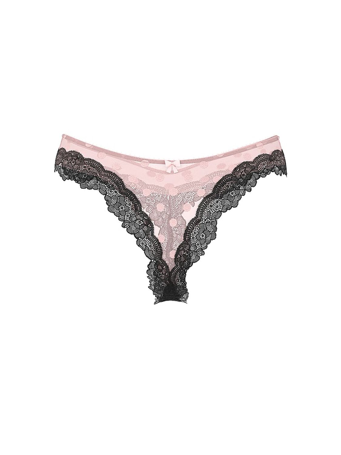 vs Victoria's Secret Tease Sheer Dot High-Leg Thong Panty Angel Pink 3 of 4 