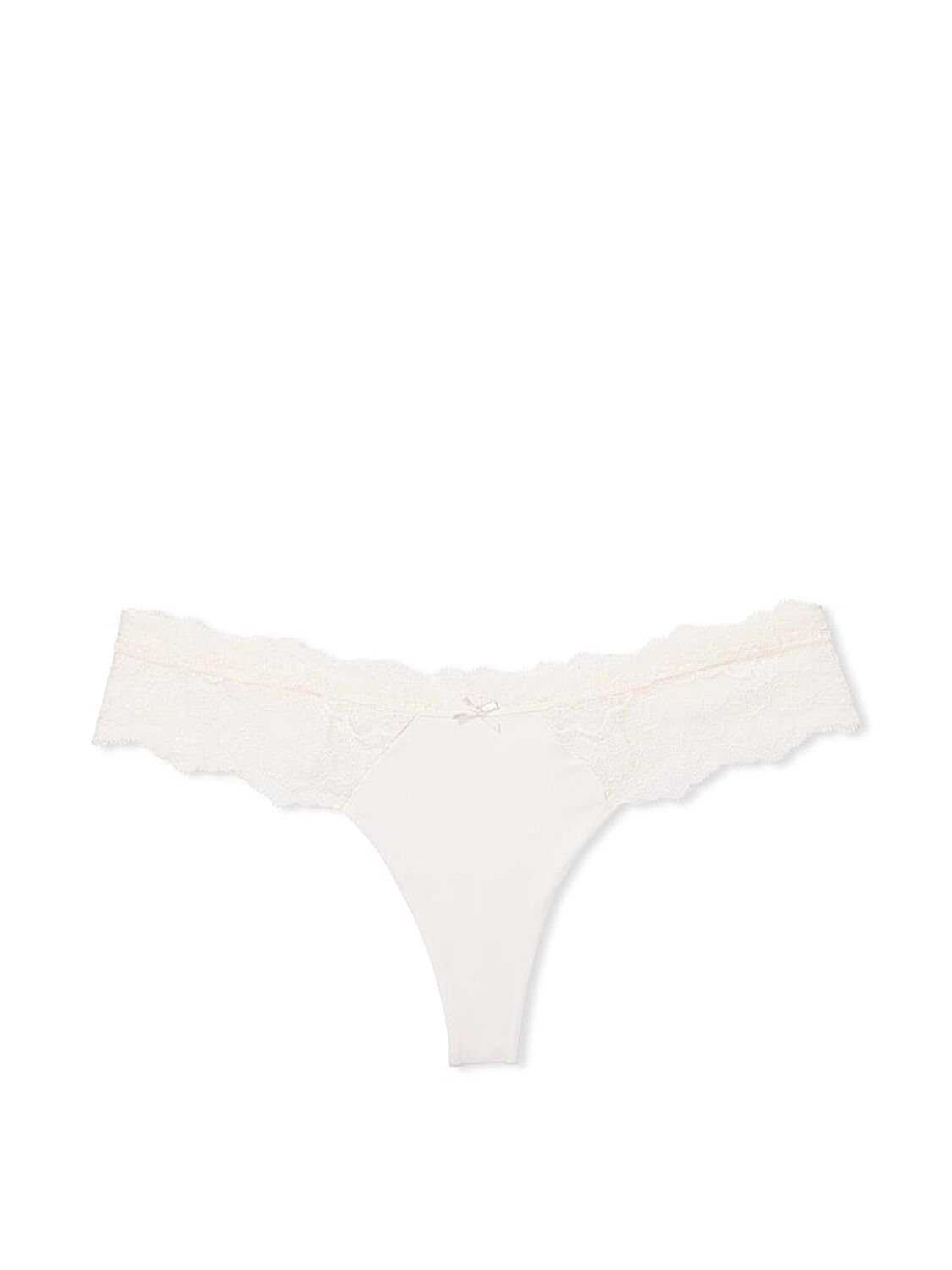 vs Dream Angels Lace-Trim Thong Panty Coconut White 3 of 3 