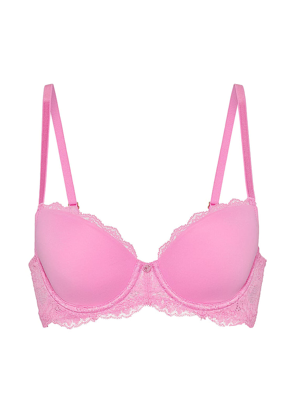 vs Dream Angels Smooth & Lace Lightly Lined Demi Bra Pink Sugar 3 of 3 