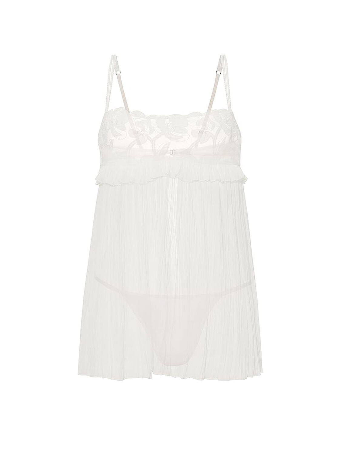 vs Dream Angels Frou Frou Embroidery Pleated Babydoll Set Frou Frou White 3 of 4 
