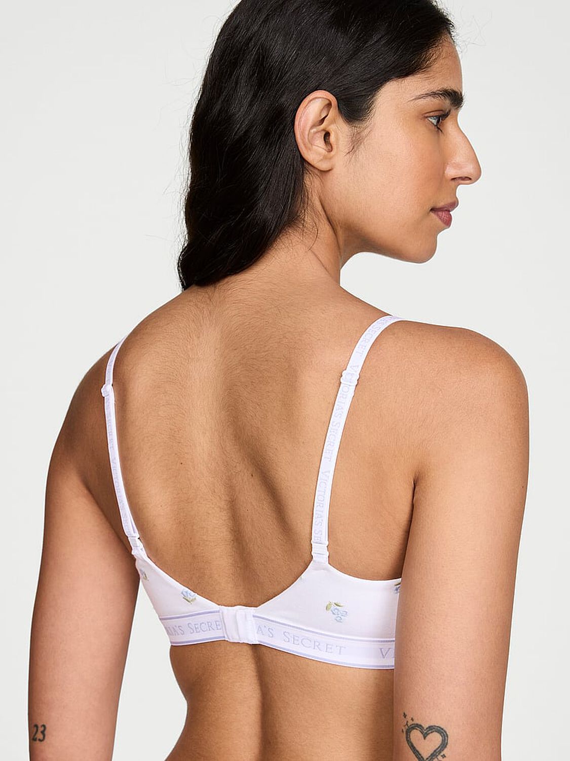 vs The T-Shirt Cotton Embroidered Lightly Lined Wireless Bra White Floral 2 of 4 
