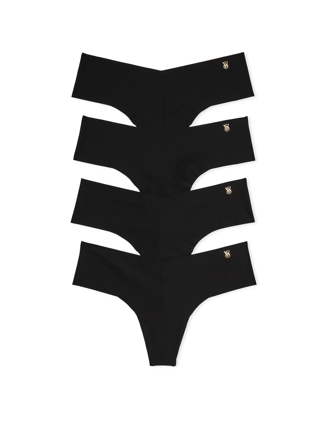 vs Victoria's Secret 4-Pack No-Show Thong Panties Black 3 of 3 