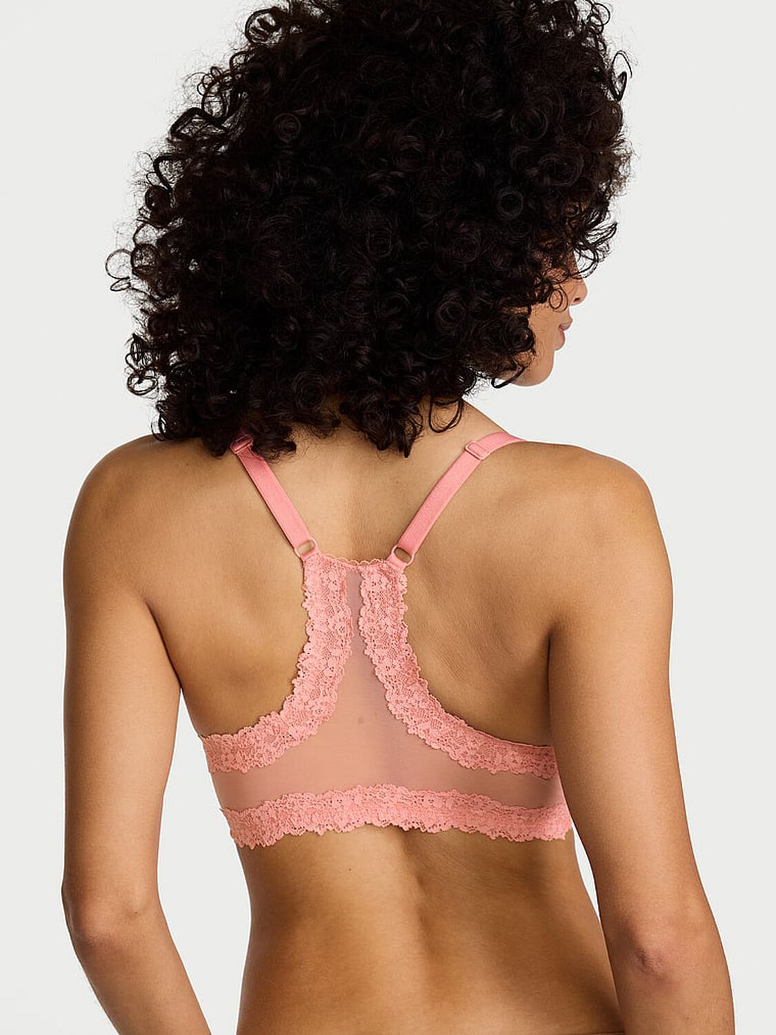 vs Body By Victoria Lightly Lined Lace Racerback Full-Coverage Bra Blush Pink 2 of 4 