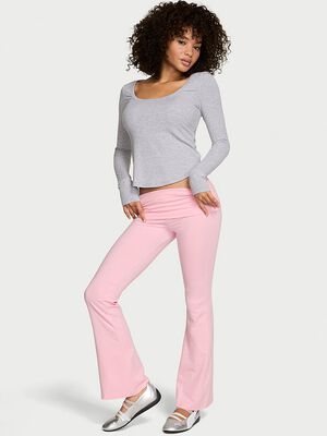 Cotton Foldover Flare Legging