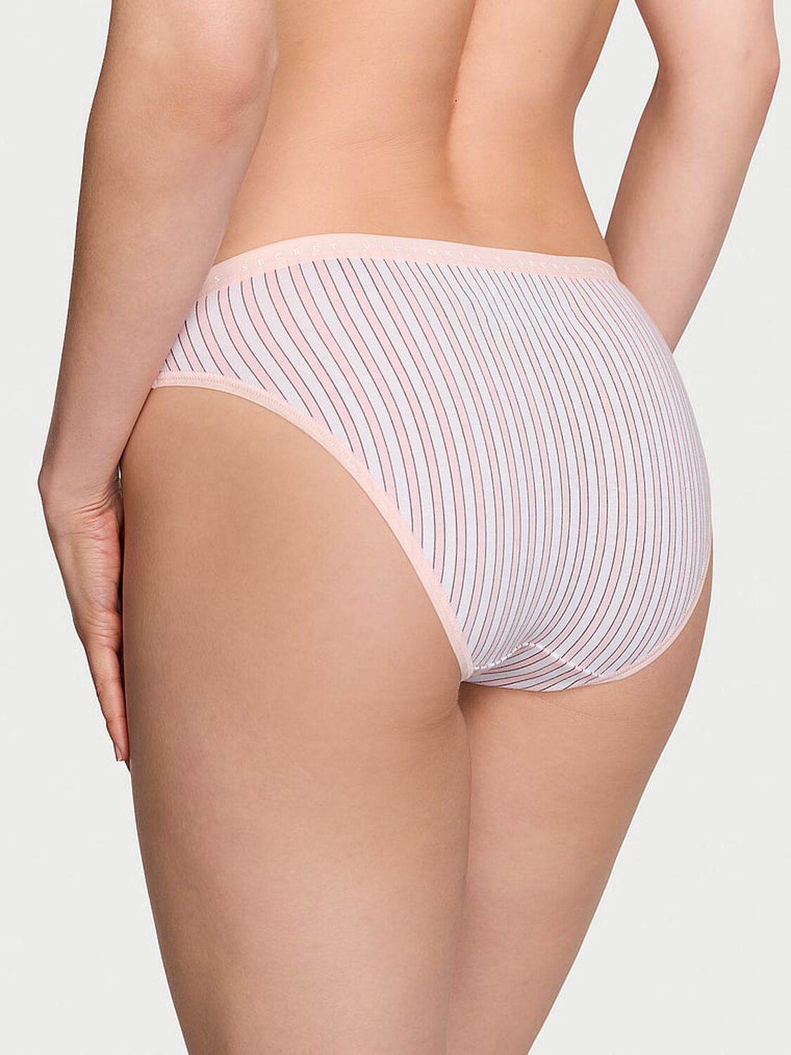vs Victoria's Secret Stretch Cotton Bikini Panty Purest Pink Stripes 2 of 4 