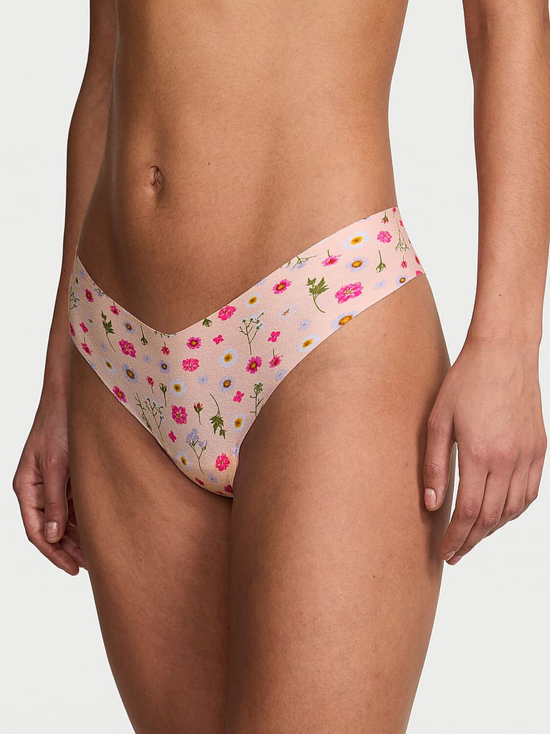 vs No-Show No-Show Thong Panty Purest Pink Pressed Floral 1 of 3 
