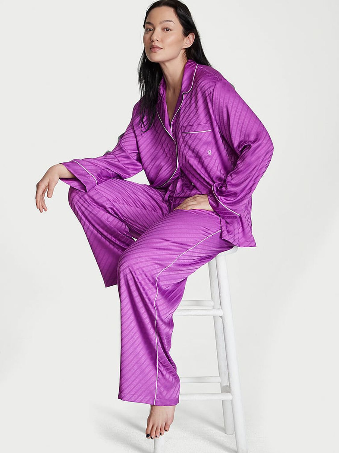 vs Victoria's Secret Satin Long Pajama Set 1 of 4 