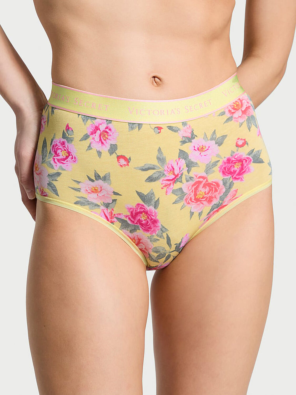 vs Cotton Logo Cotton Modern Brief Panty Yellow Floral 1 of 3 