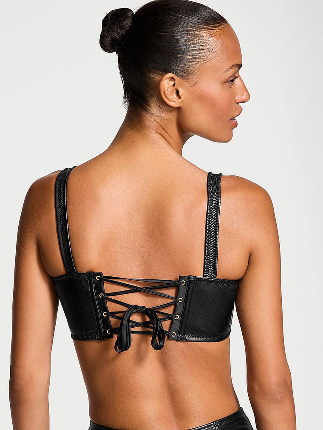 vs Very Sexy Faux Leather Mini Corset Top Black 2 of 4 