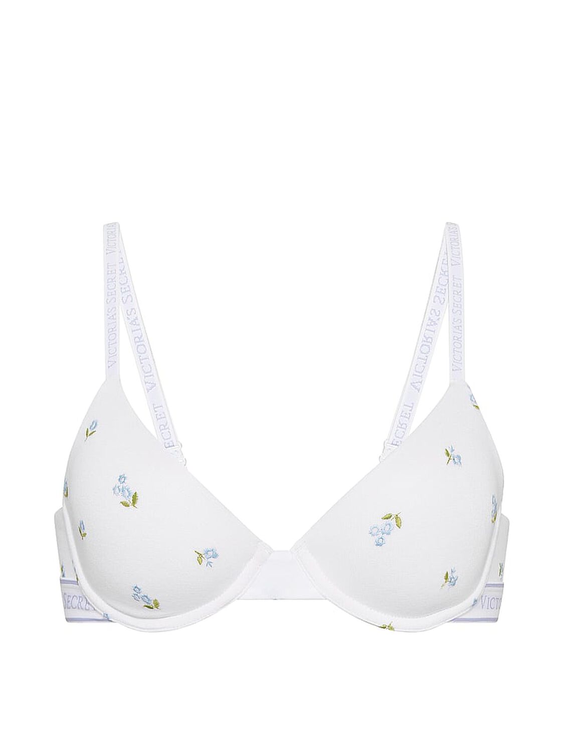 vs The T-Shirt Cotton Embroidered Lightly Lined Demi Bra White Floral 3 of 4 