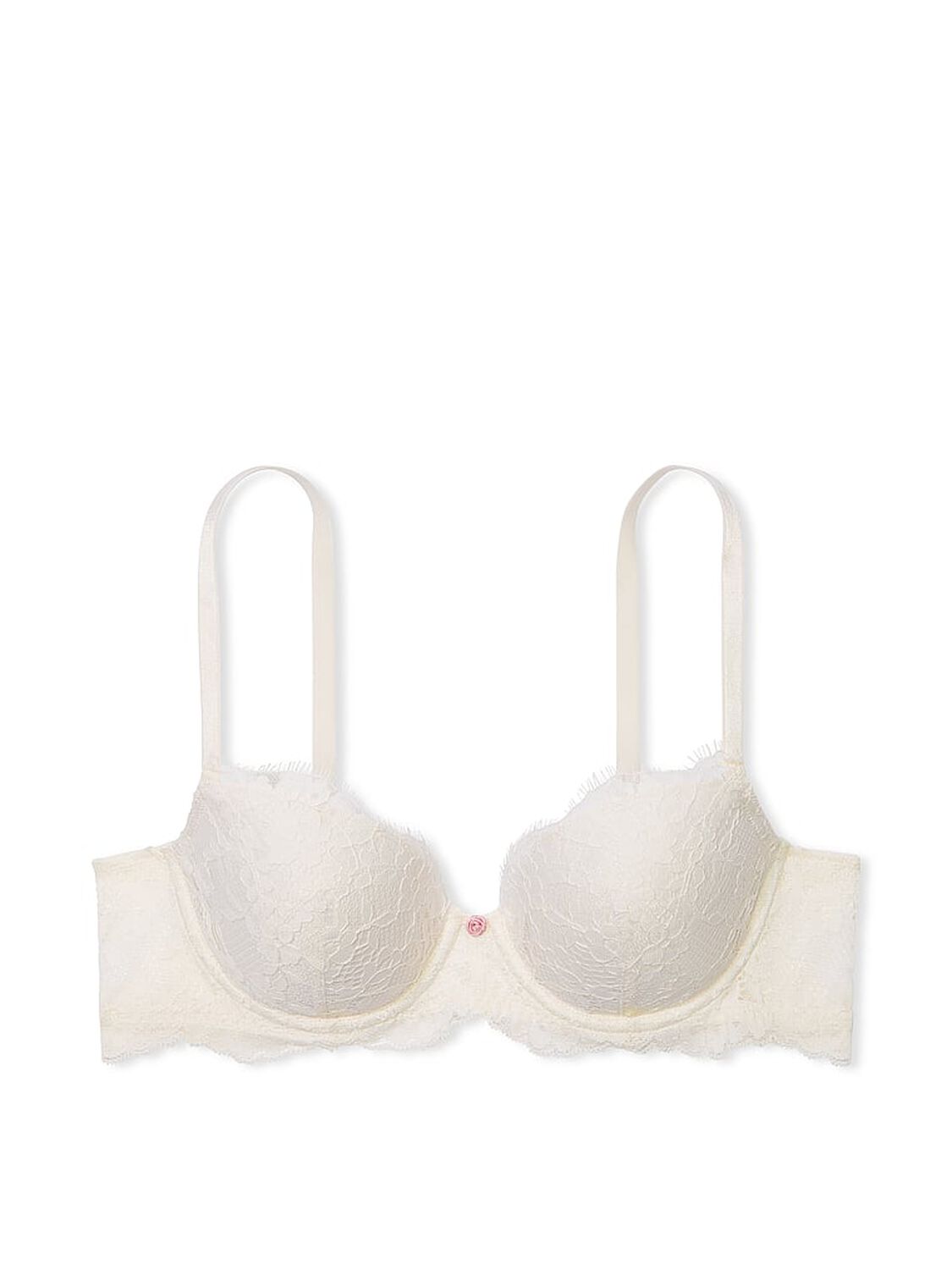 vs Dream Angels Lace Lightly Lined Classic Coverage Demi Bra Coconut White 3 of 4 