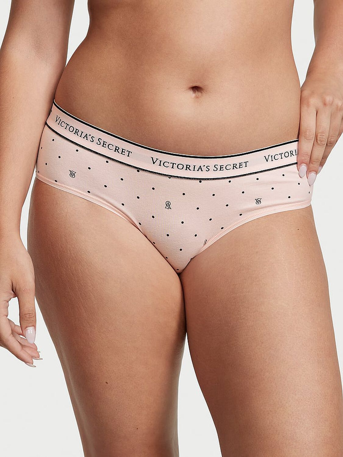 vs Cotton Logo Cotton Hiphugger Panty Purest Pink Logo Dots 1 of 3