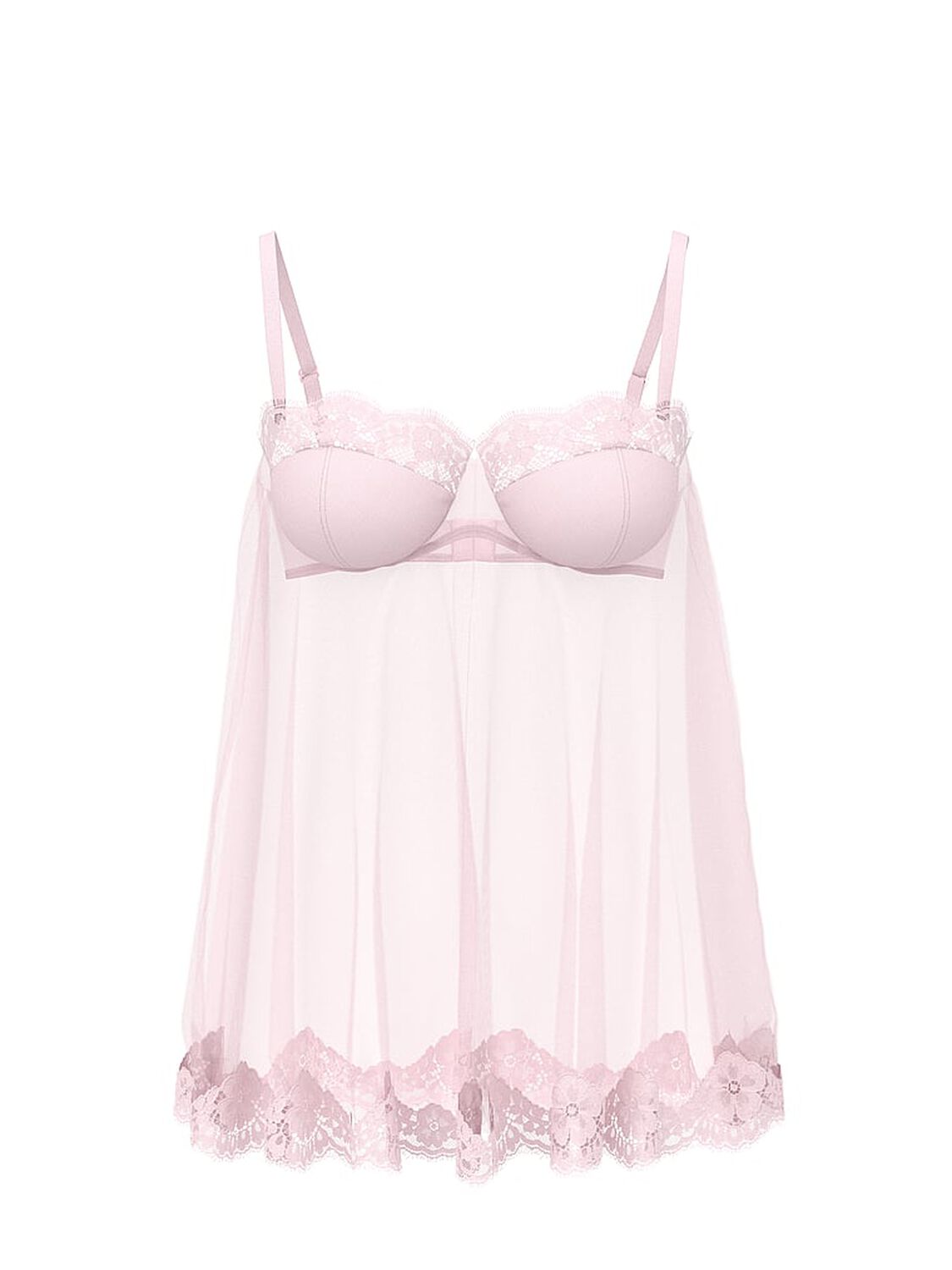 vs Dream Angels Twinkle Chiffon Balconette Babydoll Set Pretty Blossom 3 of 4 