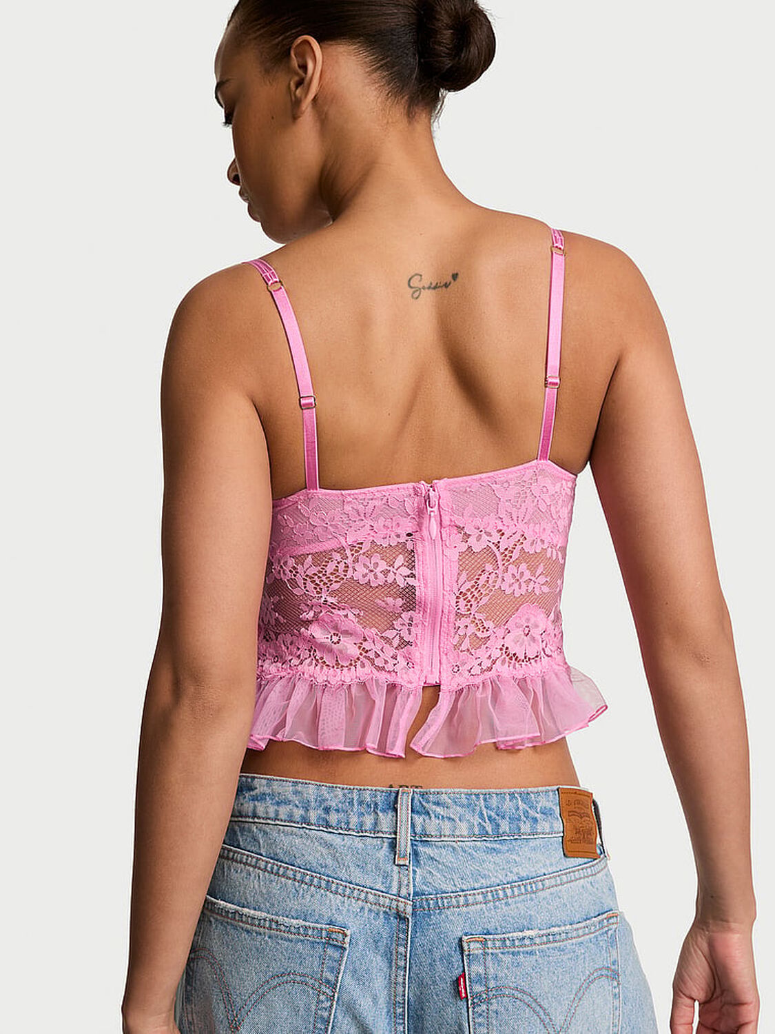 vs Dream Angels Dare to Dream Lace Ruffle Bra Top Pink Sugar 2 of 3 