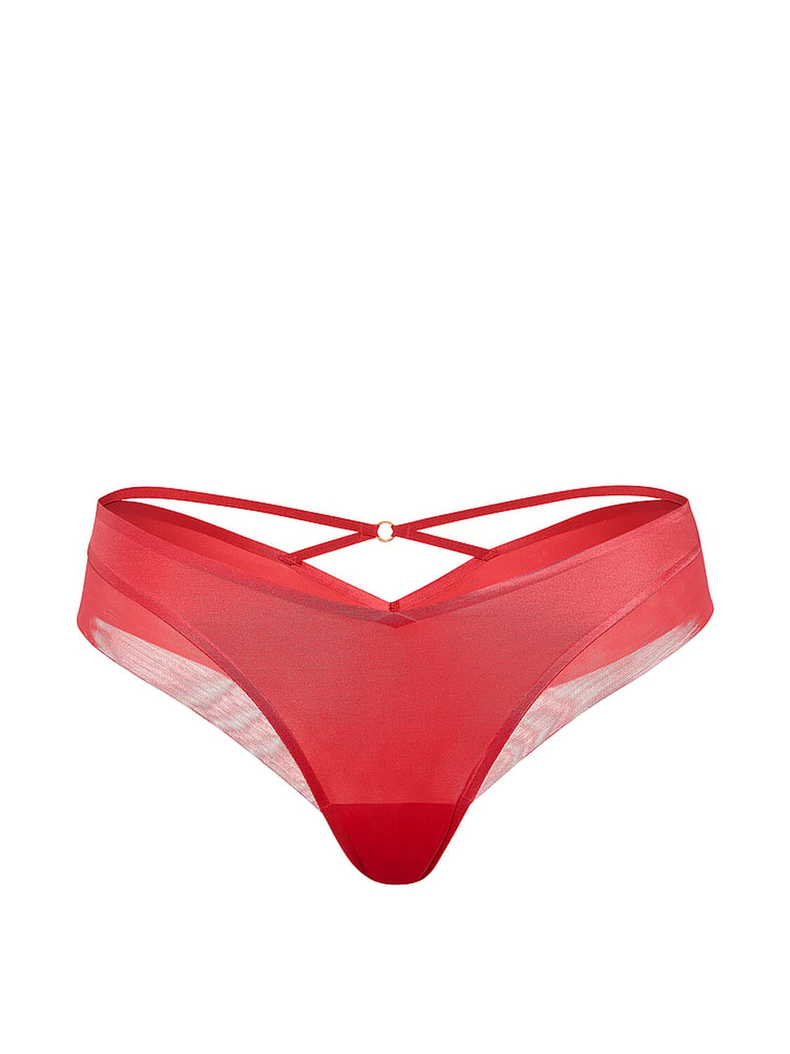 vs Very Sexy Sheer Reveal Mesh-Trim Strappy-Back Cheeky Panty Hot Coral 3 of 4 