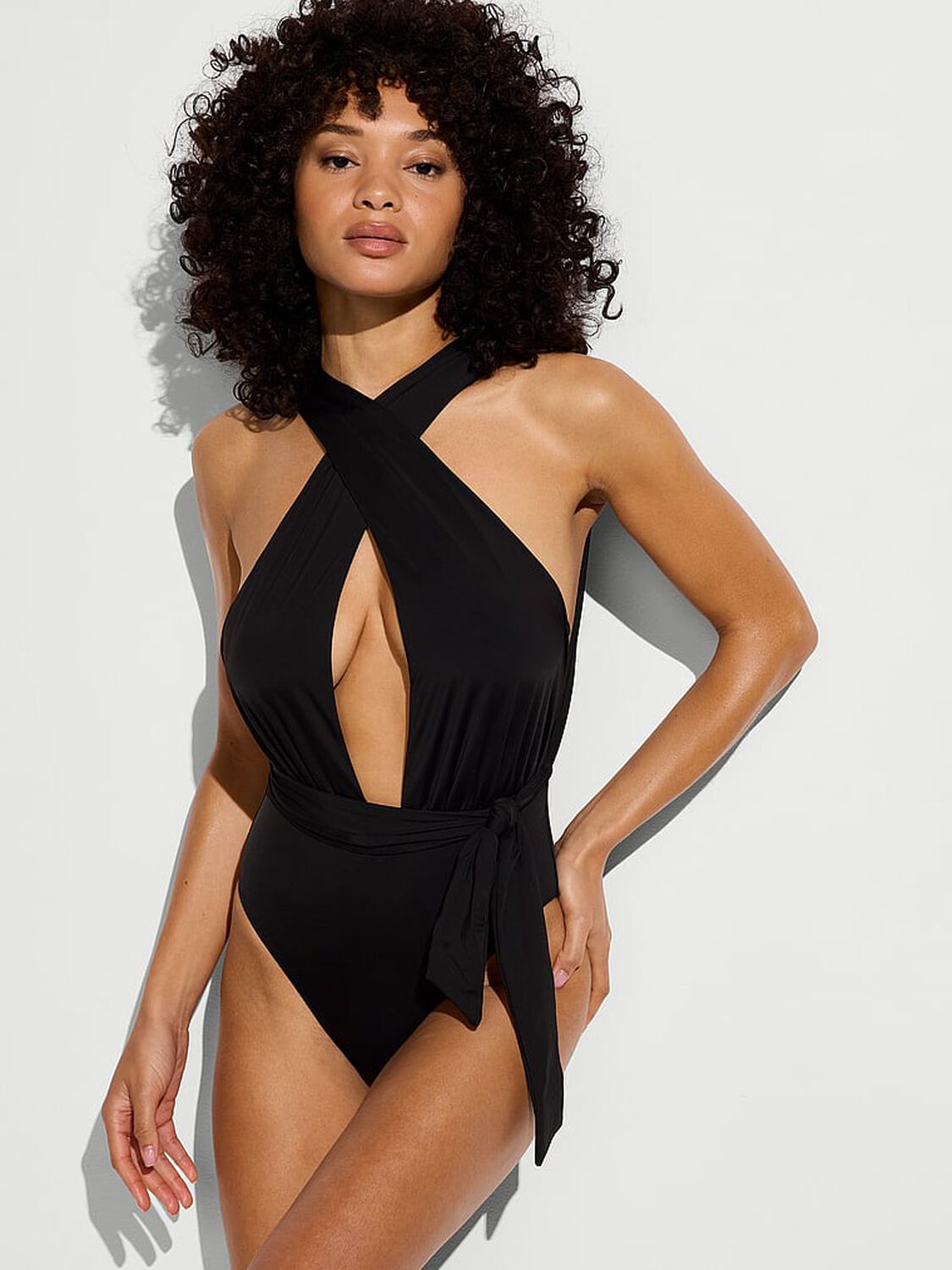 vs Victoria's Secret Swim Essential Multiway Cheeky One-Piece Swimsuit Pure Black 1 of 3 