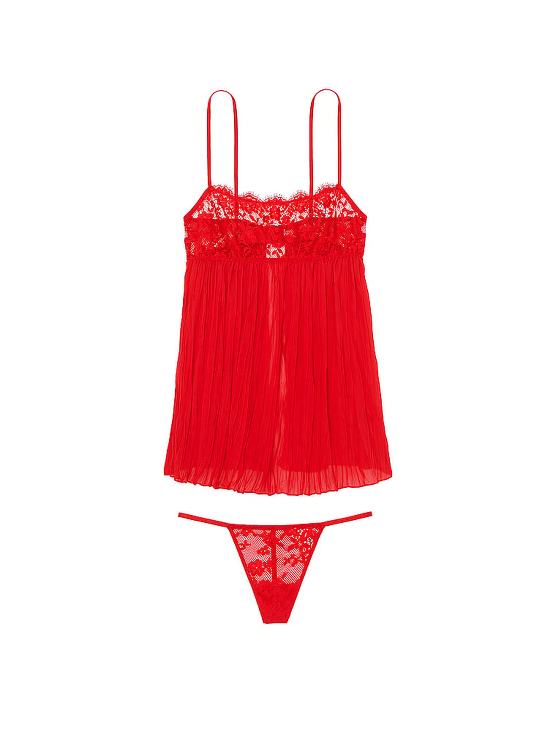 vs Very Sexy Victoria's Secret Dream Lace Pleated Babydoll Set 1 of 2 