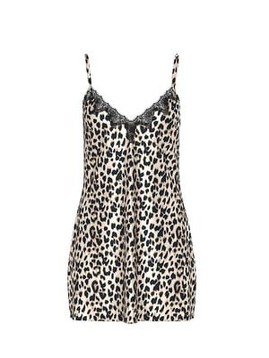 Satin Rose Lace-Trim Mini Slip Dress