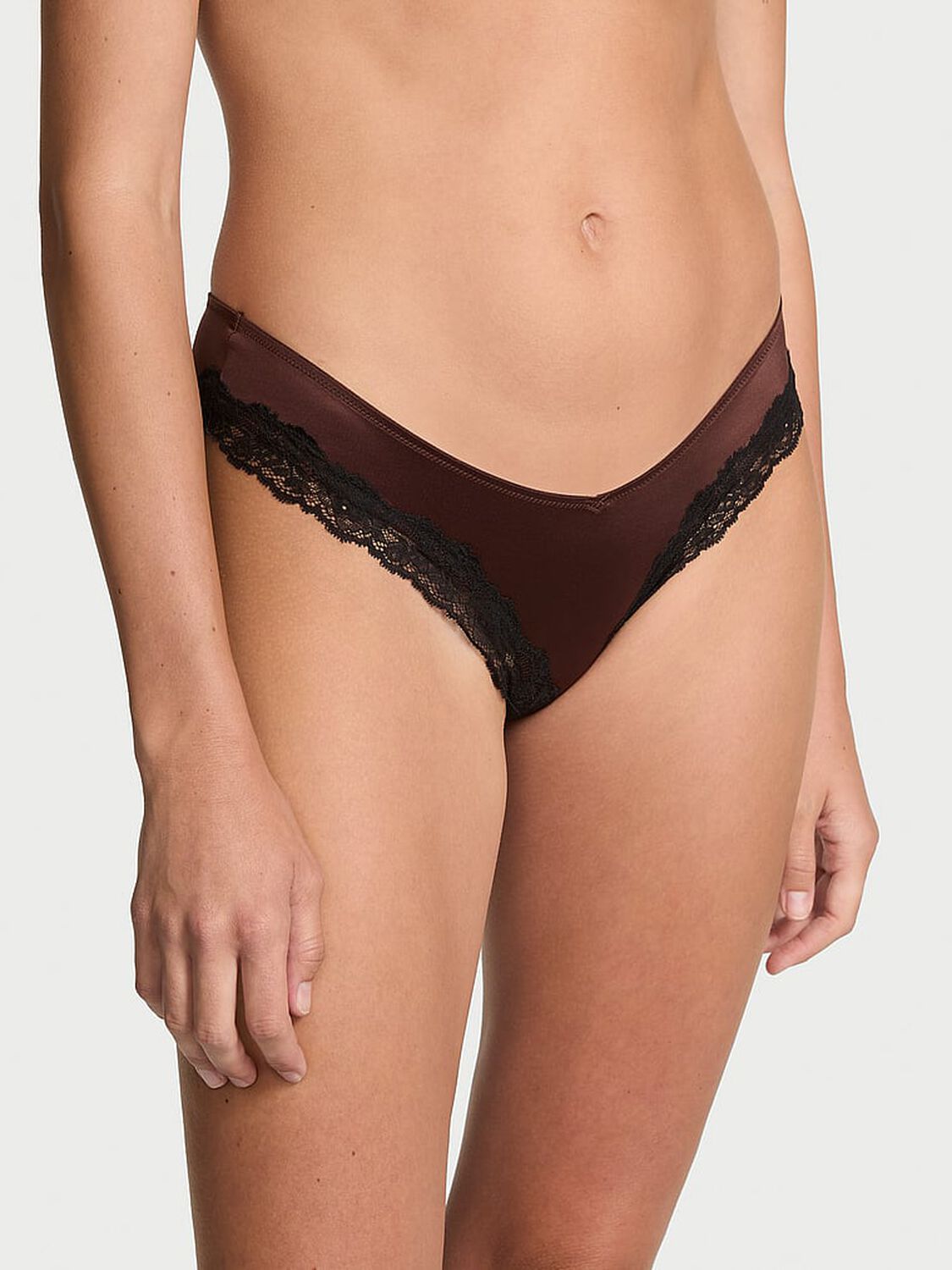 vs Very Sexy Lace-Trim High-Leg Cheeky Panty Ganache 1 of 4 