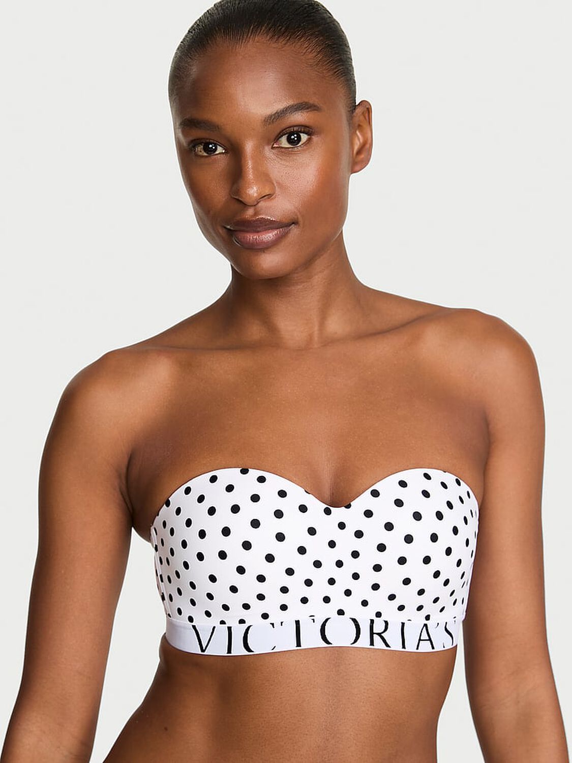vs The T-Shirt The CoolBra&trade; Lightly Lined Balconette Strapless Bra White Dots 1 of 2 