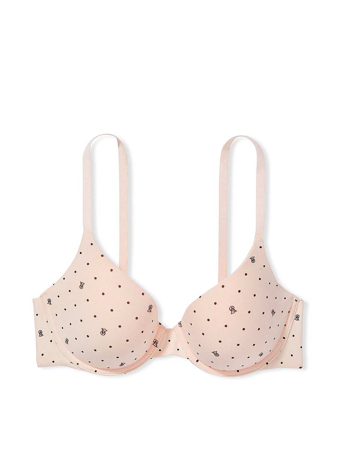 vs The T-Shirt Cotton Lightly Lined Demi Bra Purest Pink Logo Dots 3 of 3 