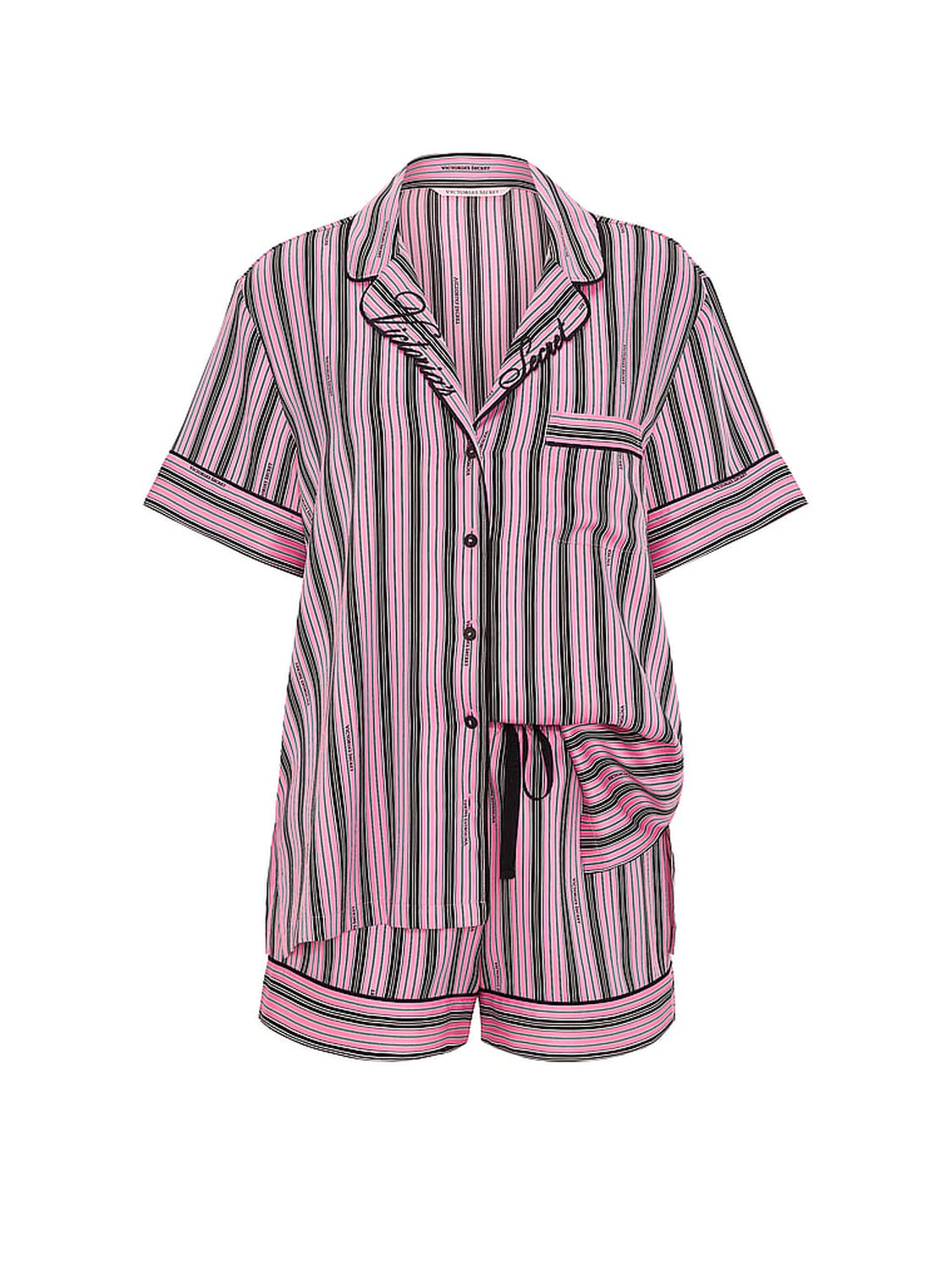 vs Victoria's Secret Signature Satin Short Pajama Set Vintage Stripe 3 of 3 