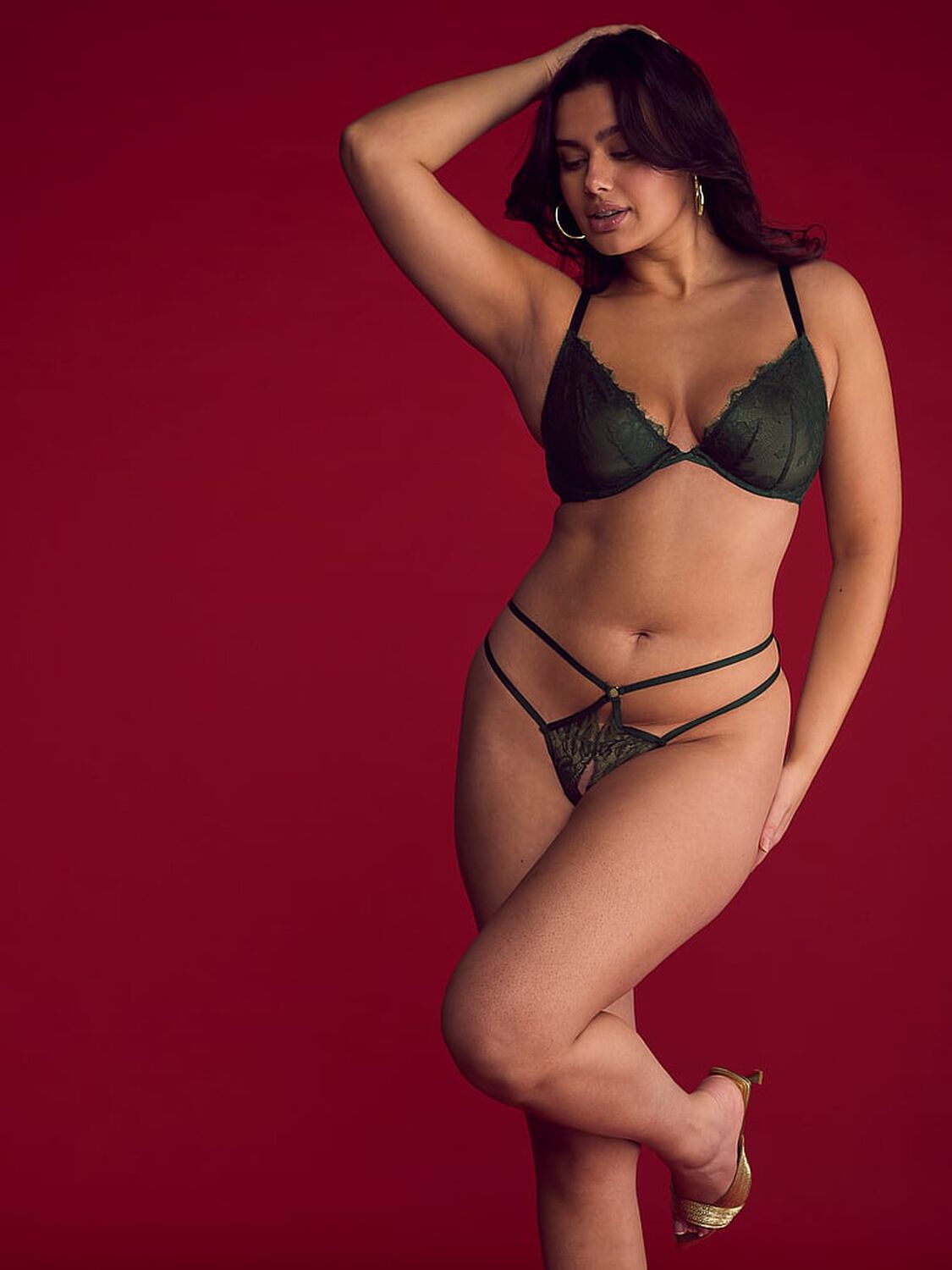 vs Very Sexy Rose Lace Crotchless Panty Botanical Green 4 of 4 