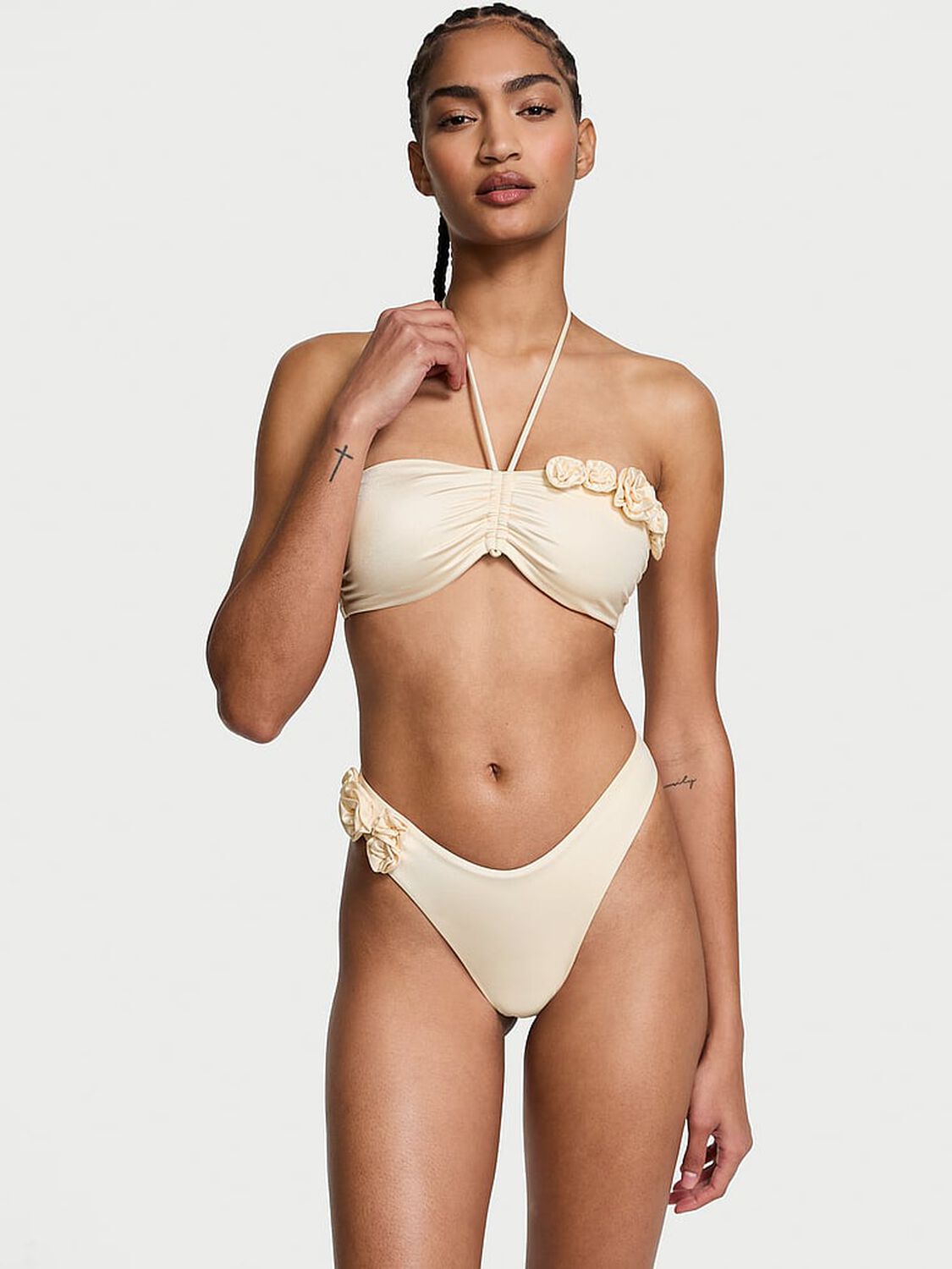 vs Victoria's Secret Swim Rosette Bandeau Bikini Top Candlelight 1 of 3 