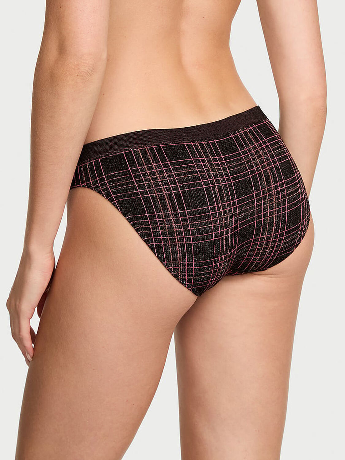 vs Seamless Seamless Shimmer Plaid Bikini Panty Black Shimmer Plaid 2 of 2 