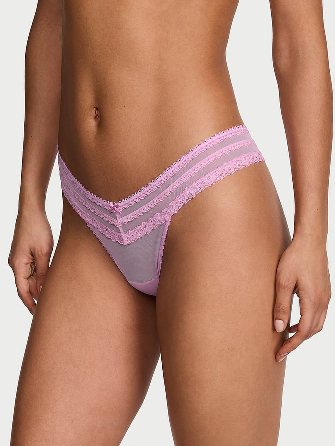 vs Dream Angels Mesh Lace-Trim Brazilian Panty 1 of 2 
