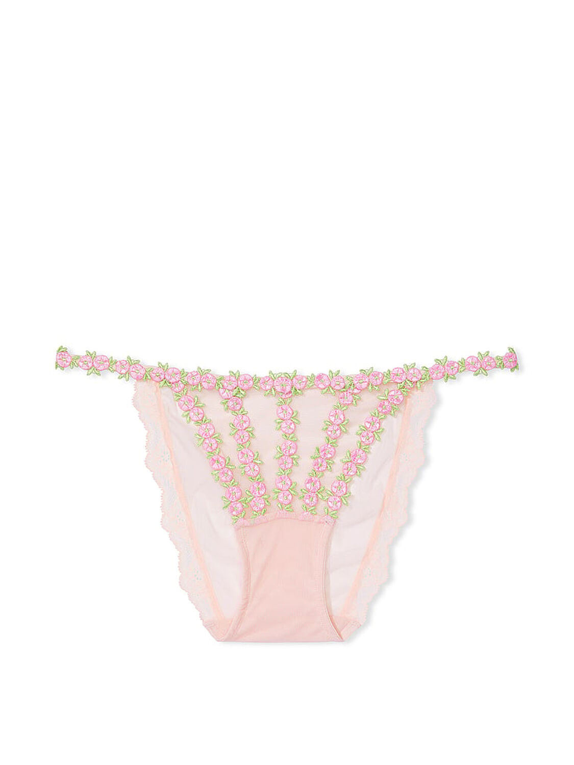 vs Dream Angels Rosebud Embroidery String Bikini Panty Pink Fizz 3 of 4 