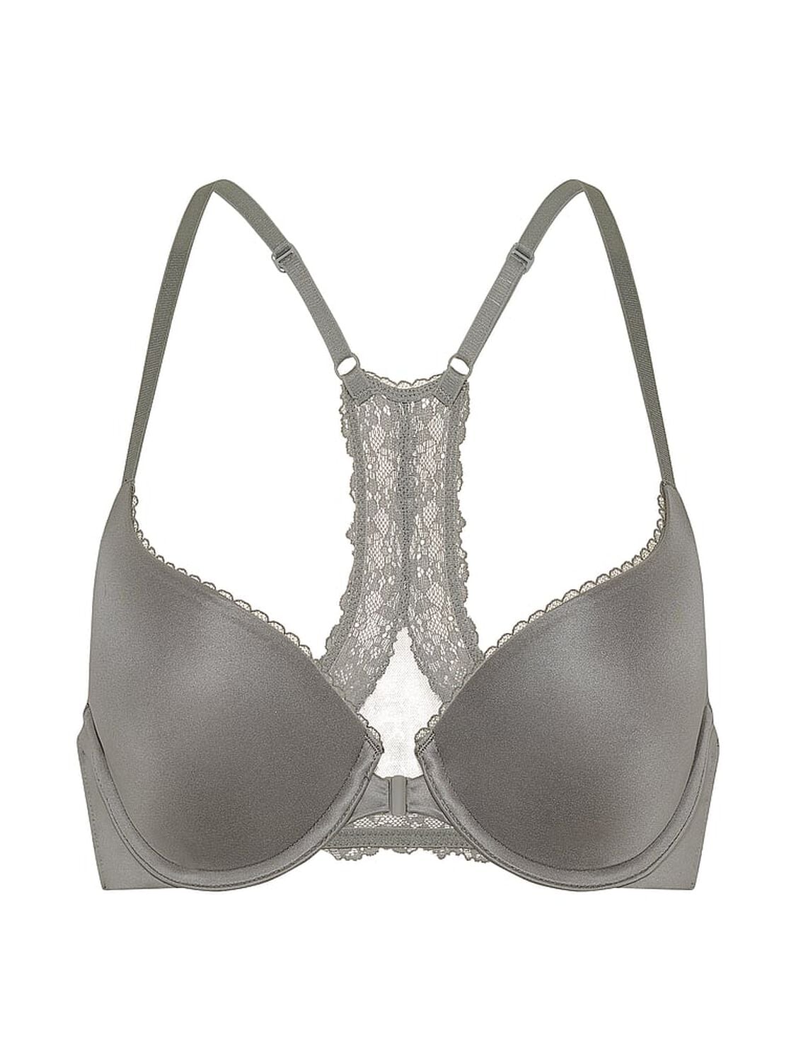 vs Body By Victoria Perfect Shape Lace Racerback Push-Up Bra Steel Grey 3 of 4 