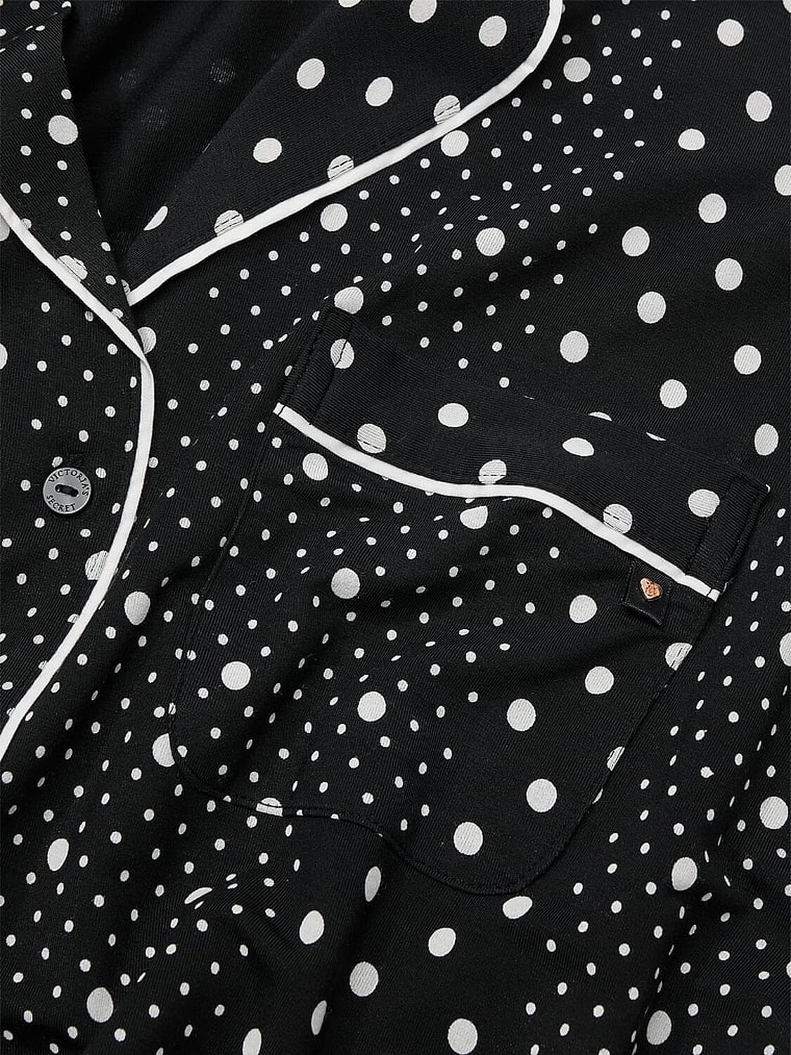 vs Victoria's Secret Modal Soft Long Pajama Set Black Dot Stripes 4 of 4 