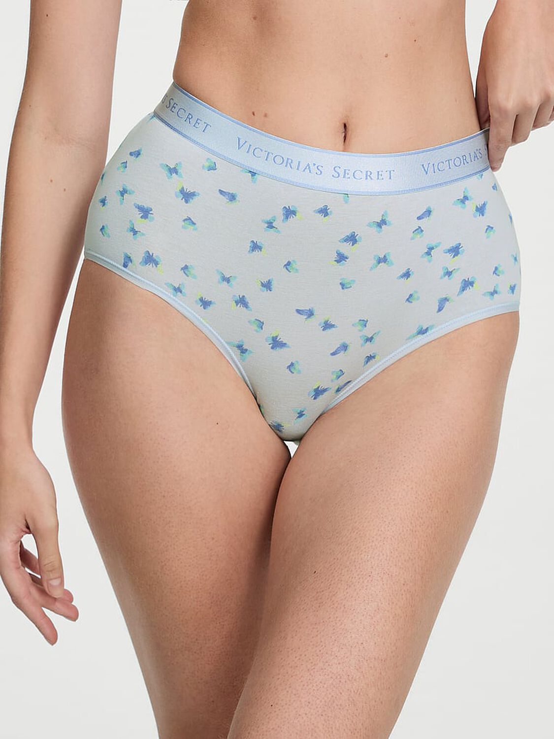 vs Cotton Logo Cotton Modern Brief Panty Grey Fog Stripe 1 of 2 