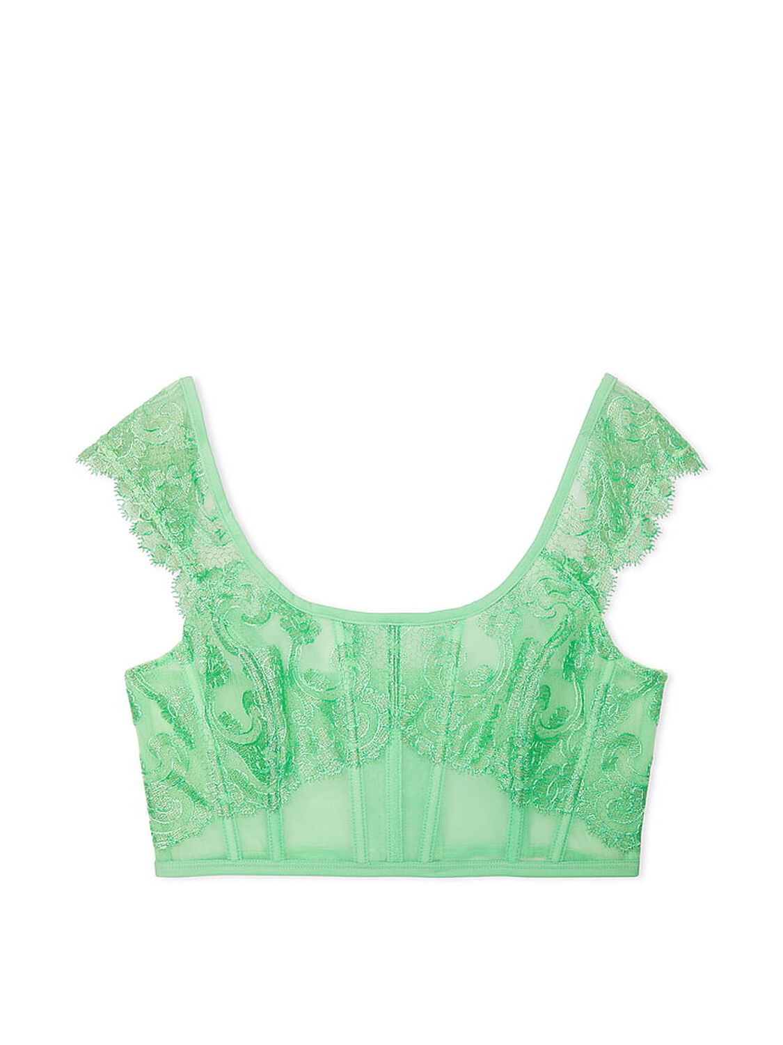 vs Dream Angels Boho Floral Embroidery Cap-Sleeve Corset Top Clueless Green 3 of 4 