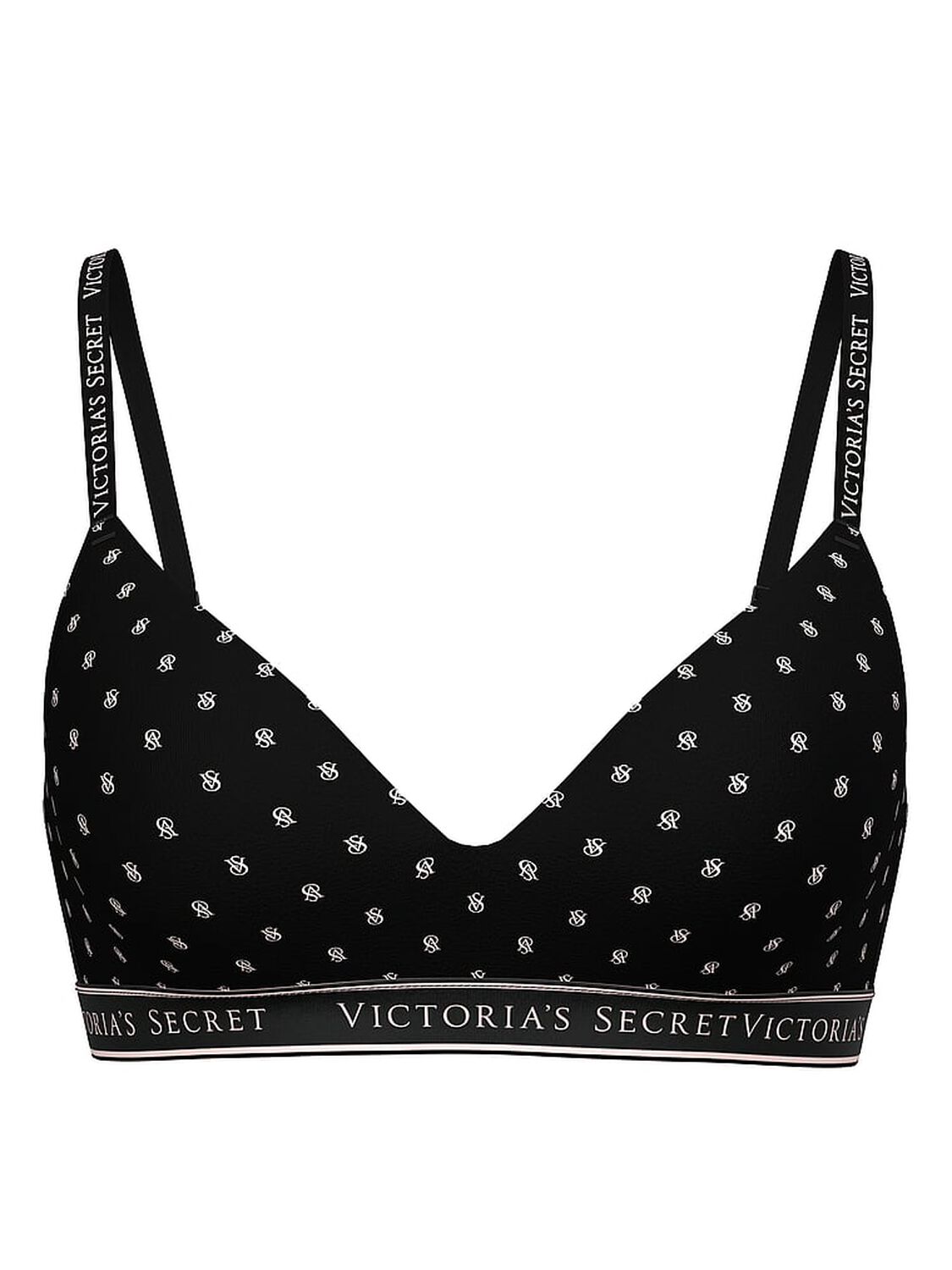 vs The T-Shirt Lightly Lined Wireless Cotton Bra Black Logos 3 of 3 