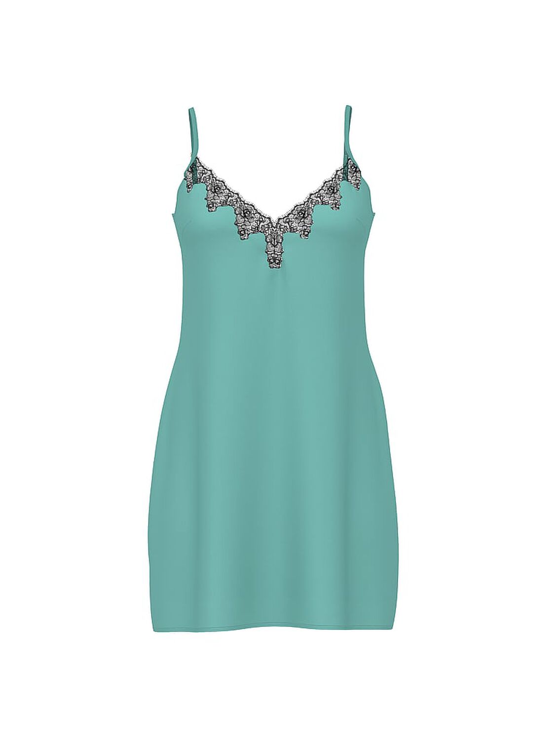 vs Very Sexy Satin Rose Lace-Trim Mini Slip Dress Dusty Turquoise 3 of 3 