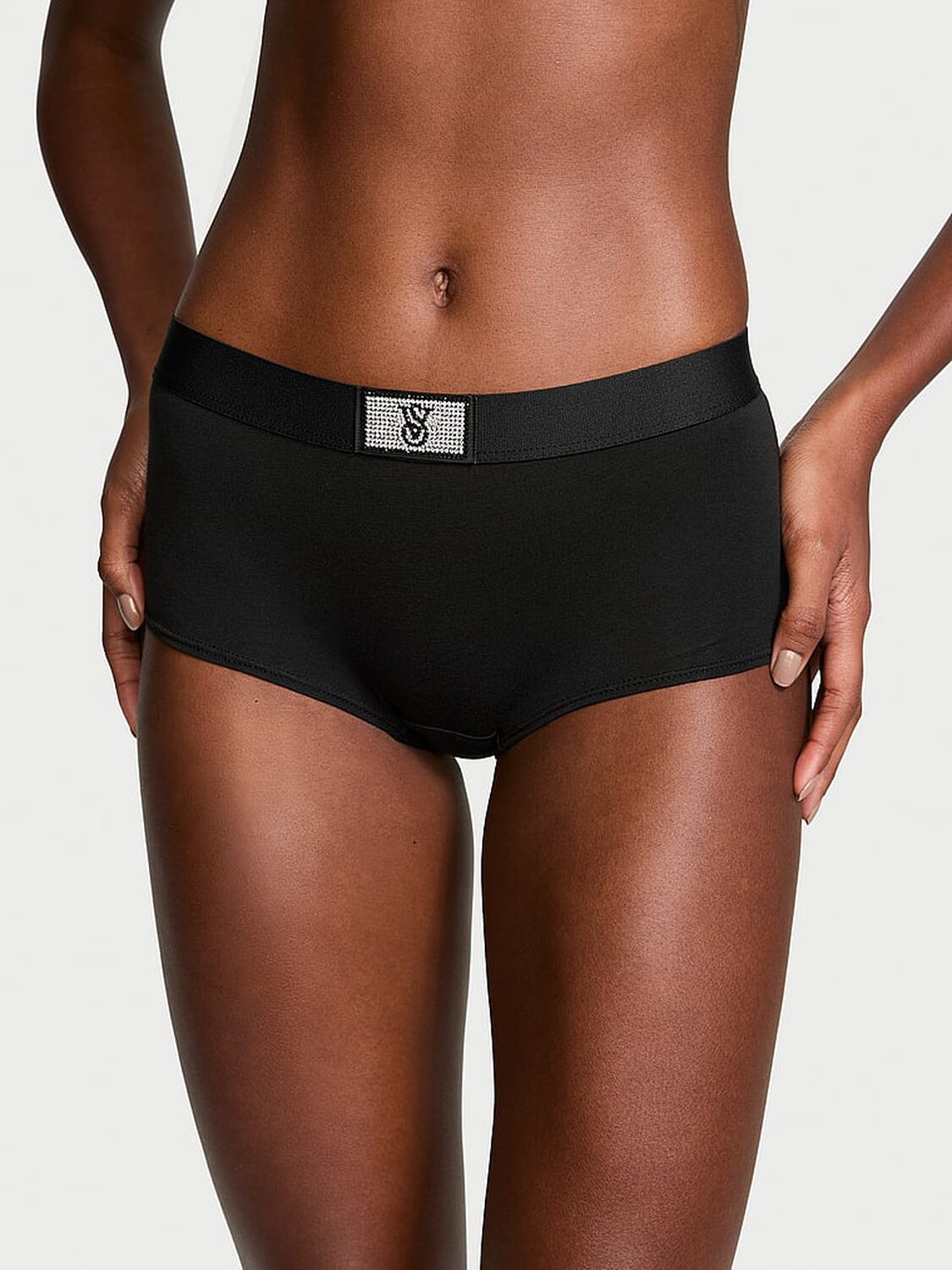 vs Cotton Logo Cotton Shine Patch Shortie Panty Black 1 of 4 