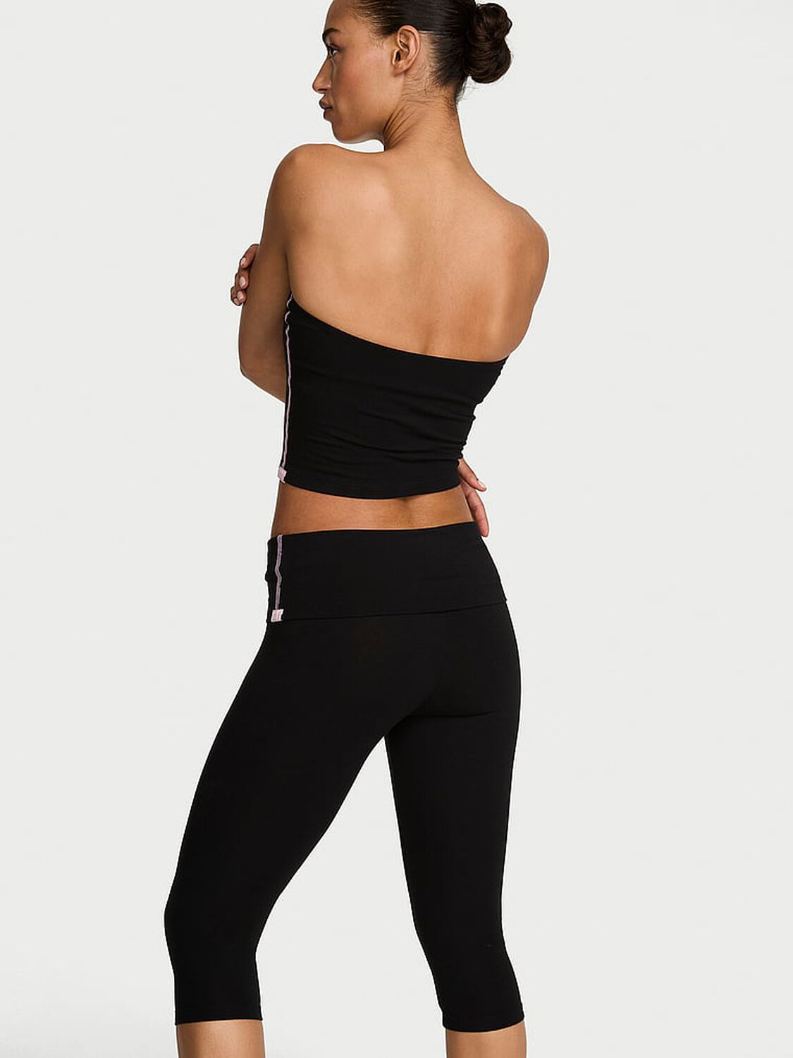 vs Angel Essentials Cotton Foldover Capri Legging Pure Black 2 of 3 