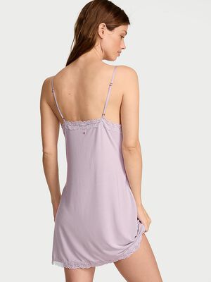 SoSoft&trade; Modal Lace-Trim Tie-Front Slip Dress