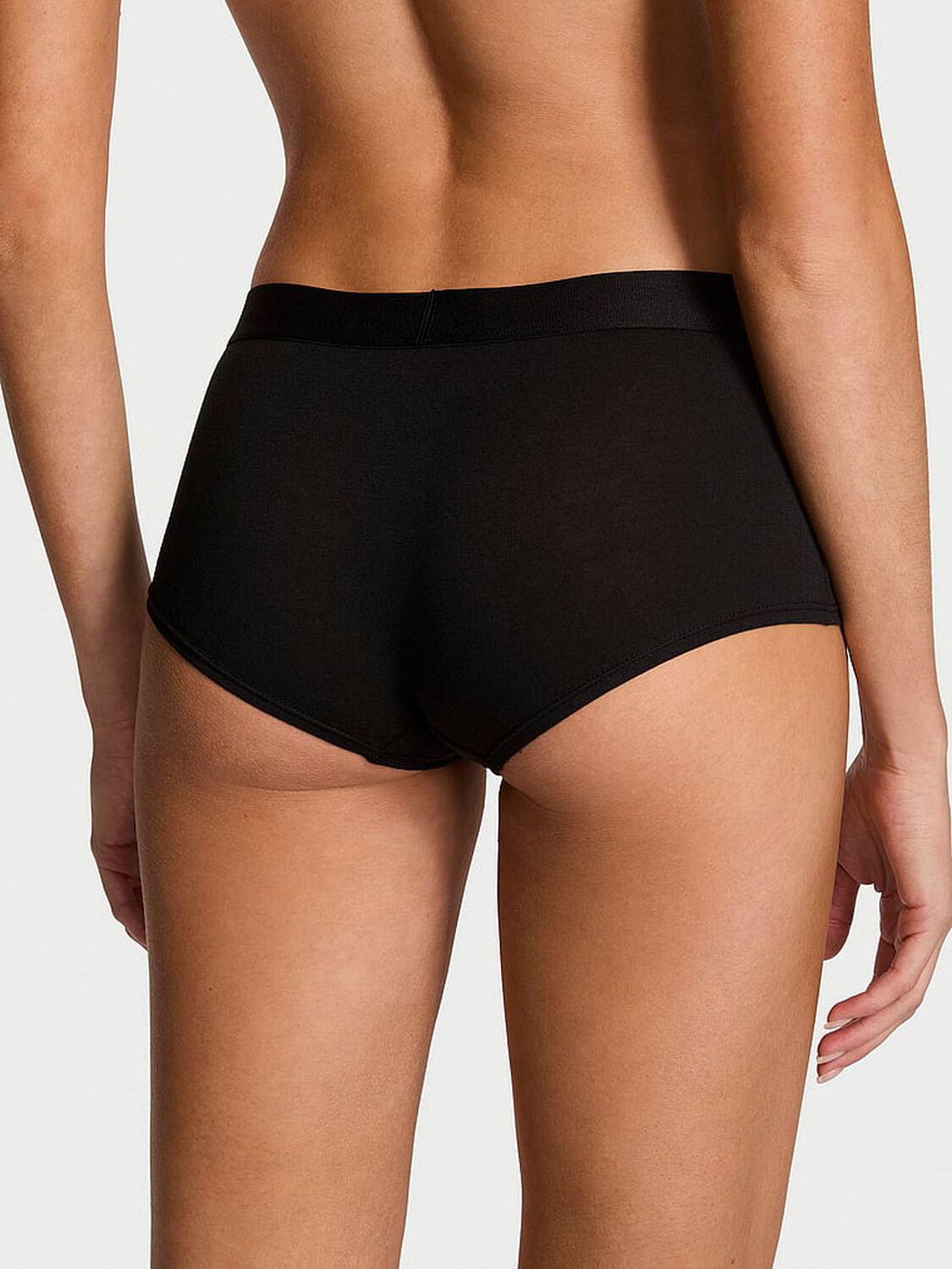vs Cotton Logo Cotton Shine Patch Boyshort Panty Black 2 of 3 
